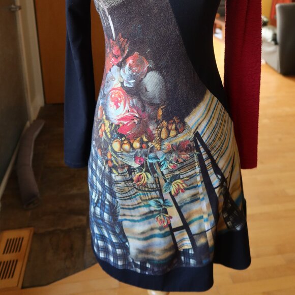 $375 Save the Queen fit n flare dress in black & red abstract print ITALY sz XS - Picture 2 of 16